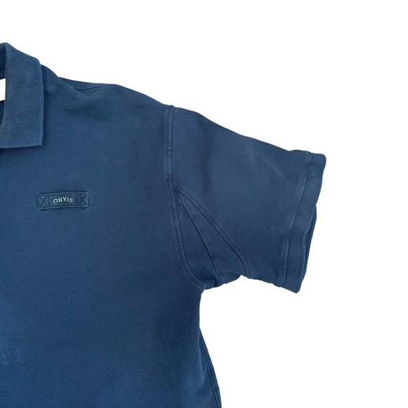 Orvis Polo Shirt Mens Short Sleeve Fishing Outdoors Stretch Collar Blue Large - Picture 2 of 12